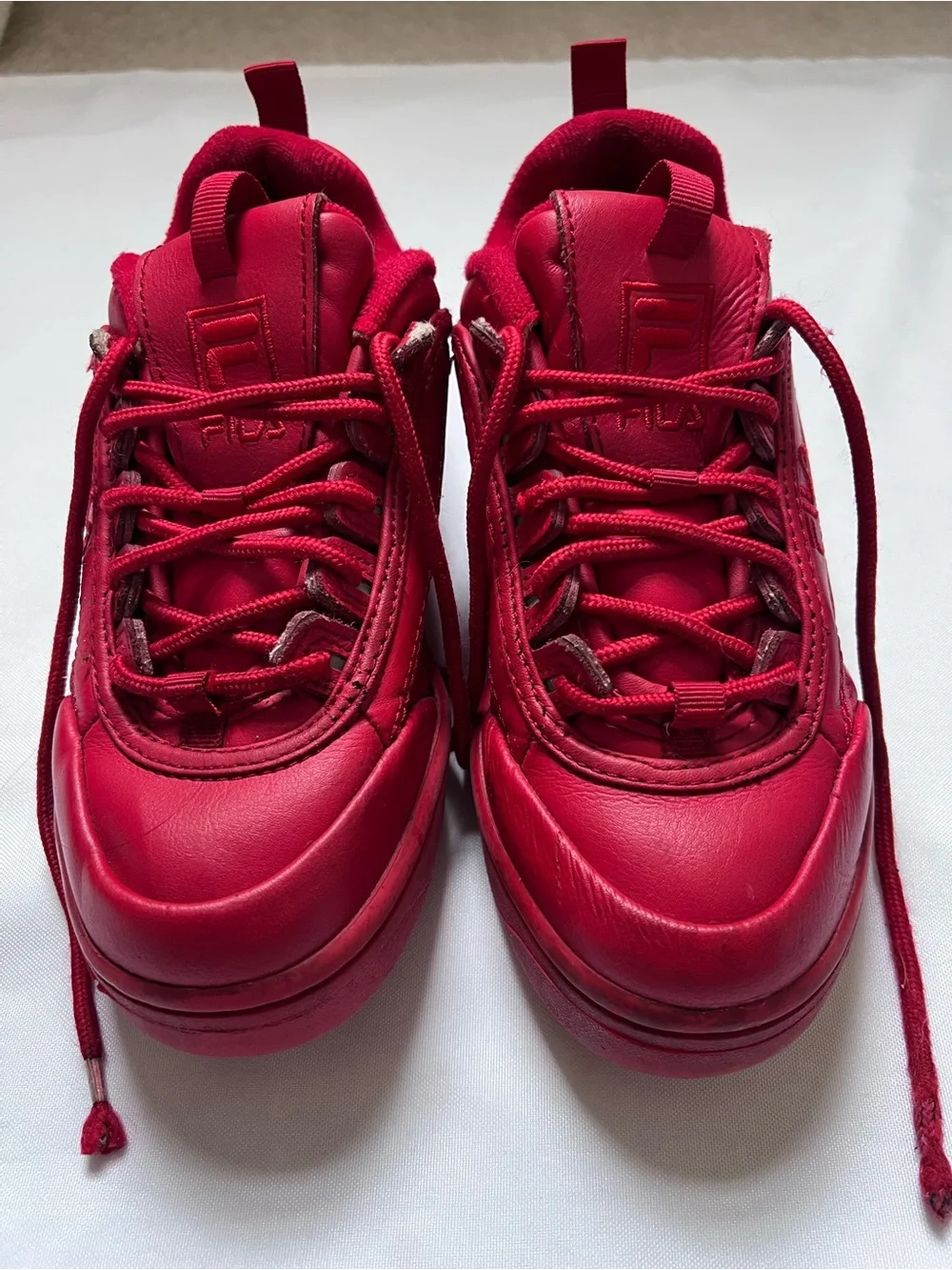 FILA All Red Chunky Sneakers Kids Size 5Y